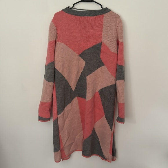 Vero Moda VMSEATTLE Long Sleeve Open Coatigan Pink & Grey Long Cardigan in Sz L - Picture 5 of 5